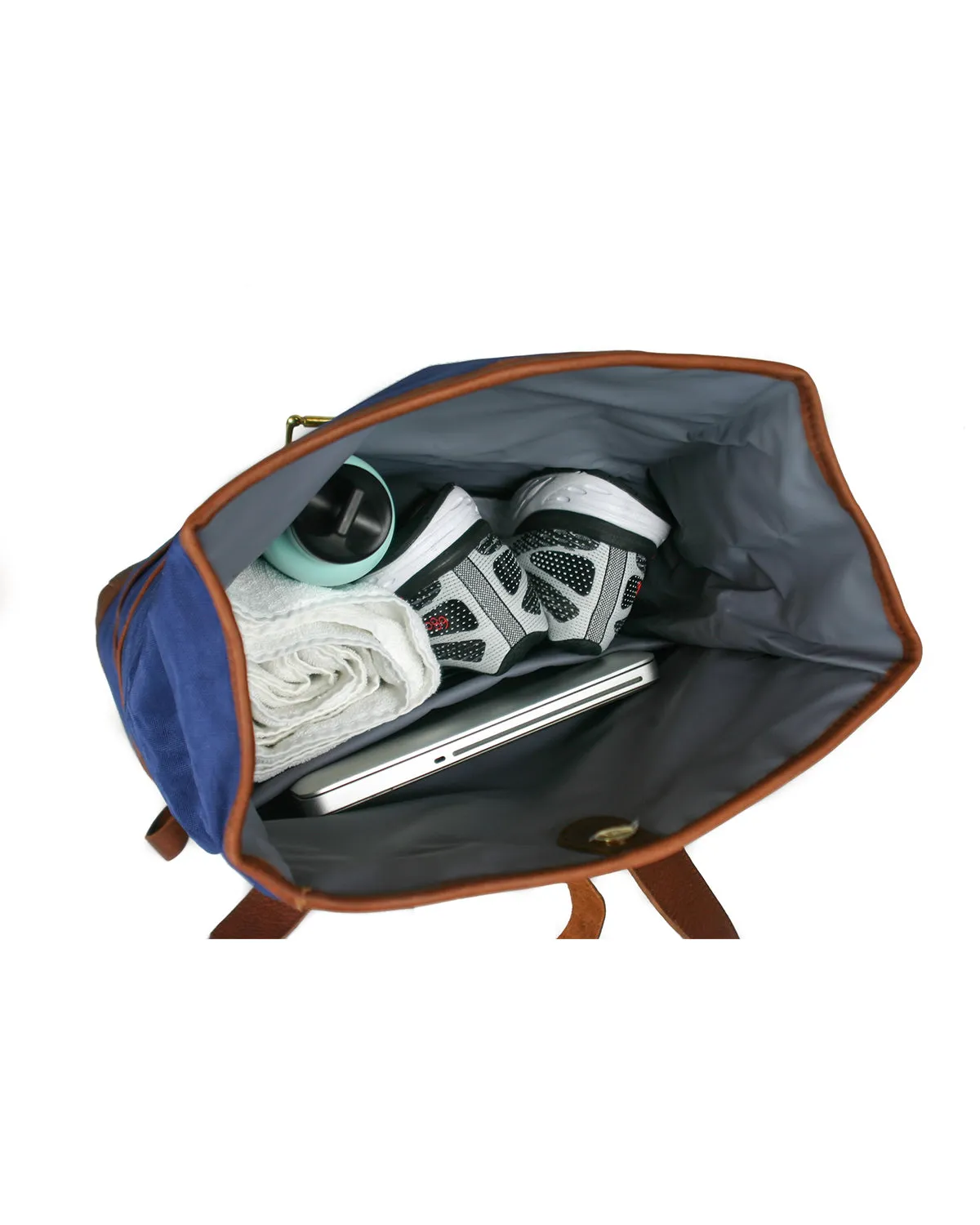 Weekender in Navy with Brown Leather