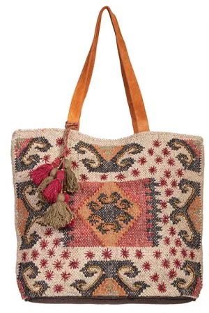 Western Shoulder Tote Geometric Print Front