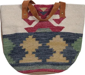 Western Shoulder Tote Woven Geometric Print