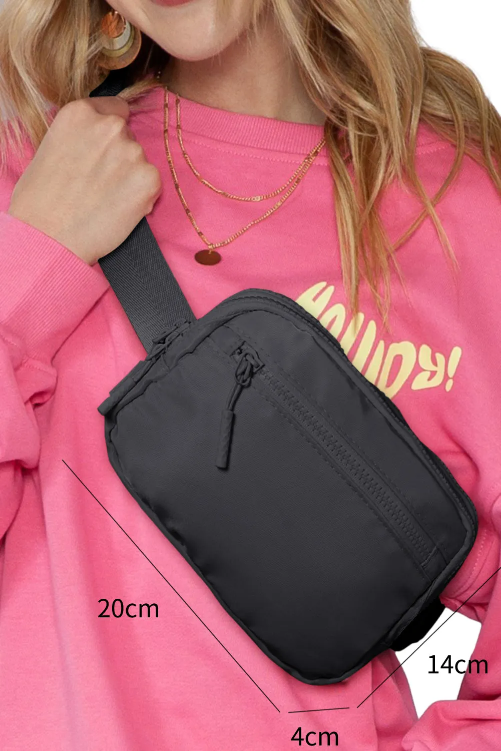 Wide Belt Zipped Square Crossbody Bag