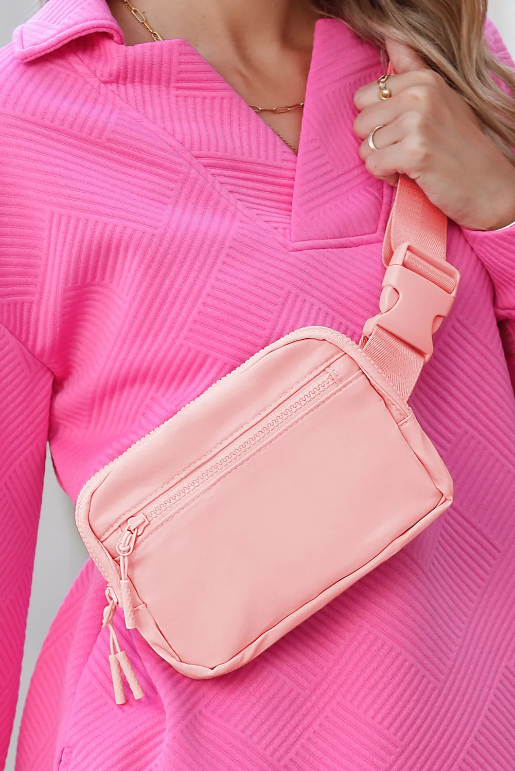 Wide Belt Zipped Square Crossbody Bag