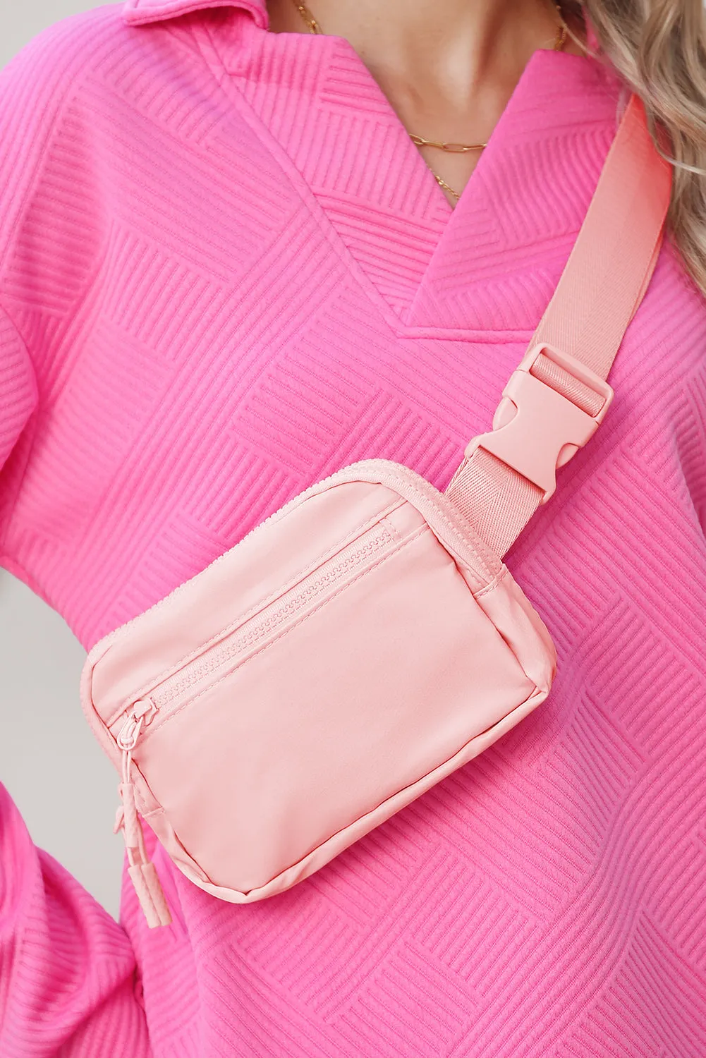 Wide Belt Zipped Square Crossbody Bag