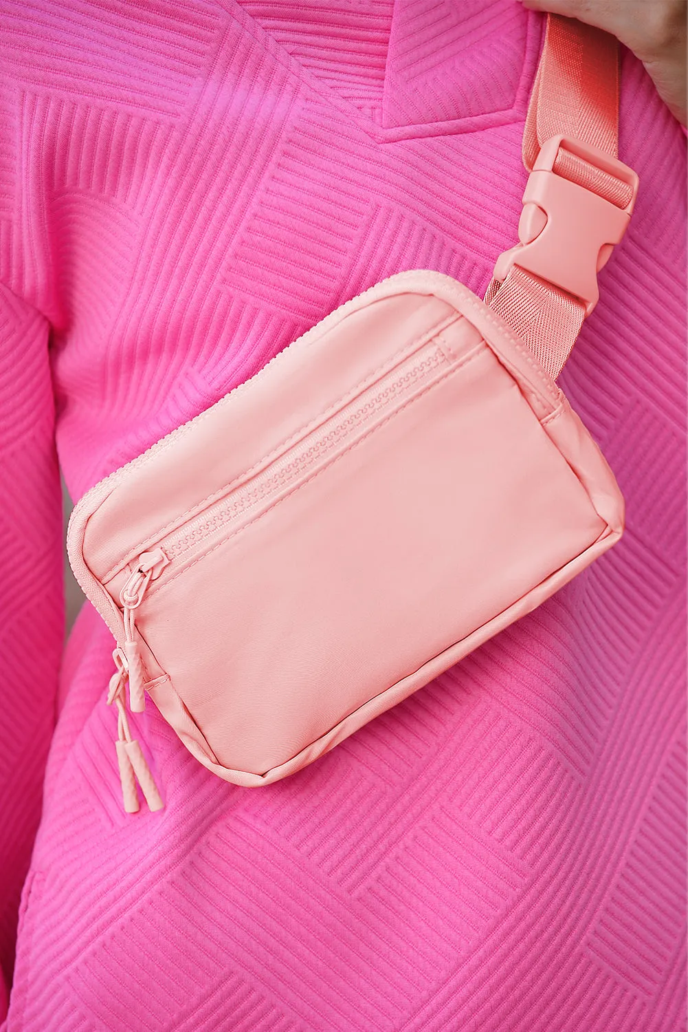Wide Belt Zipped Square Crossbody Bag