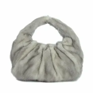 Women' Real Mink Fur Handbags Luxury Fashion Shoulder Bags Natural Fur Tote Messenger Bags 7978
