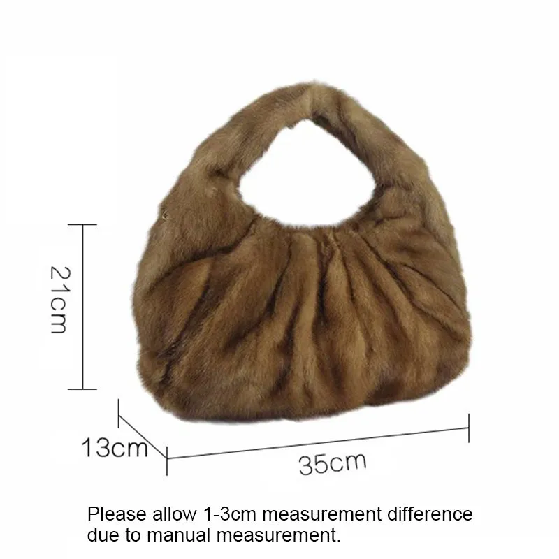Women' Real Mink Fur Handbags Luxury Fashion Shoulder Bags Natural Fur Tote Messenger Bags 7978