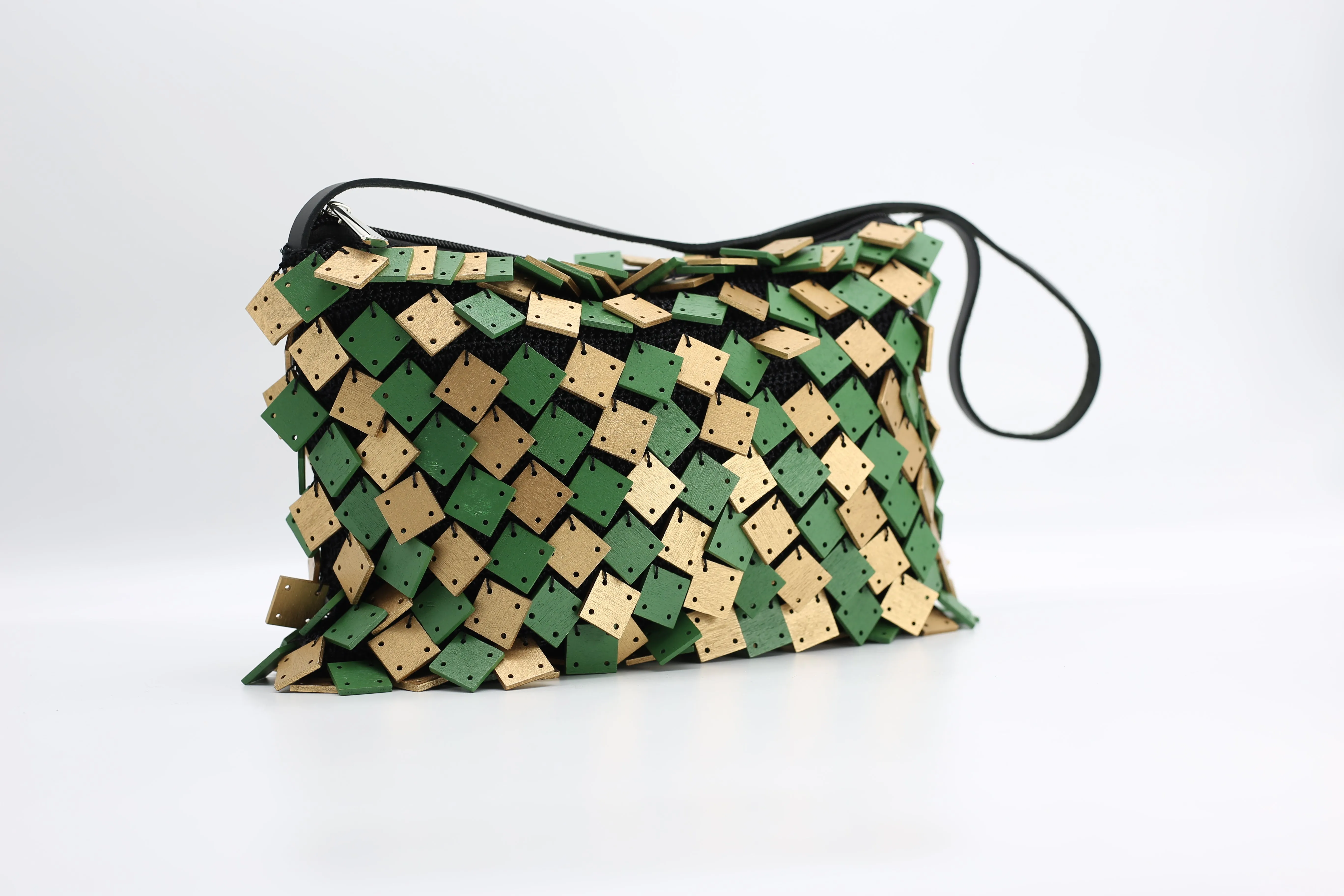 Wooden Squares Bag - Hand-crocheted - Duo