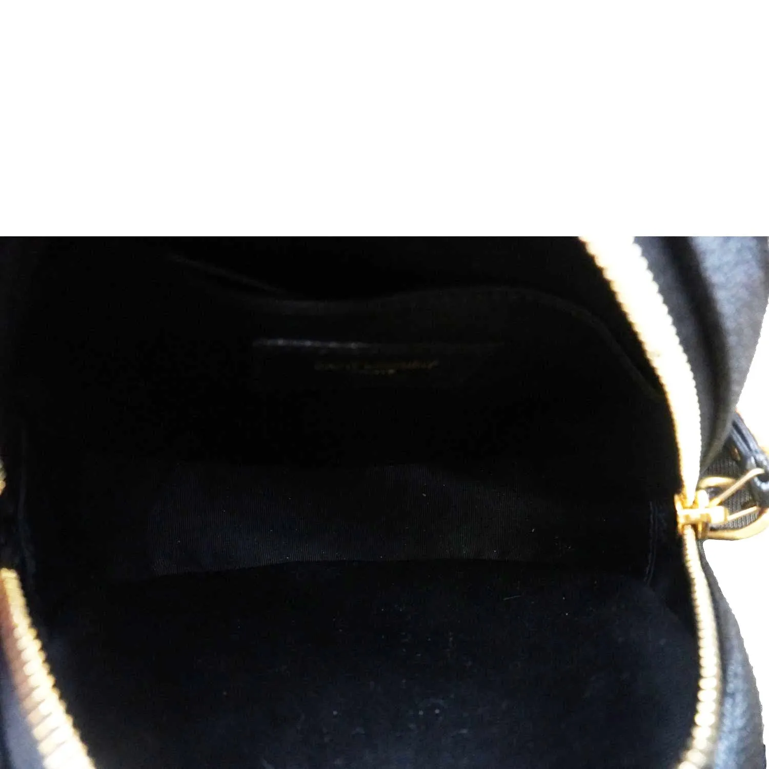 YVES SAINT LAURENT Round Chevron Leather Camera Crossbody Bag Black