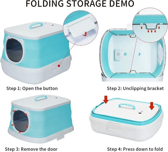 Zoomies Foldable Large Portable Litter Box - Cyan