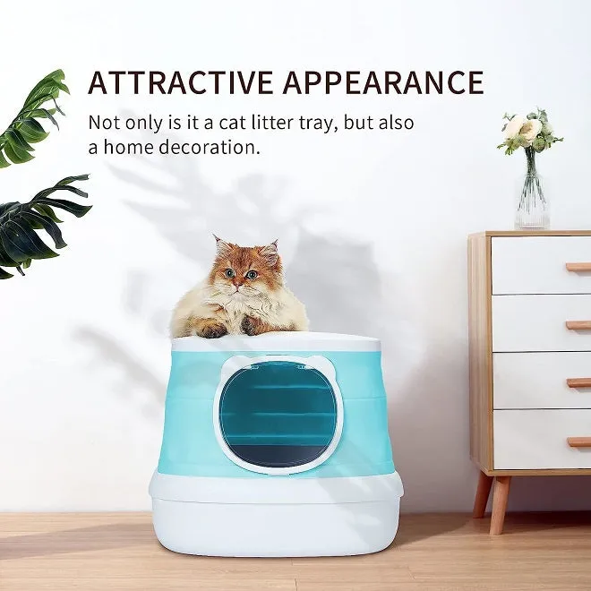 Zoomies Foldable Large Portable Litter Box - Cyan